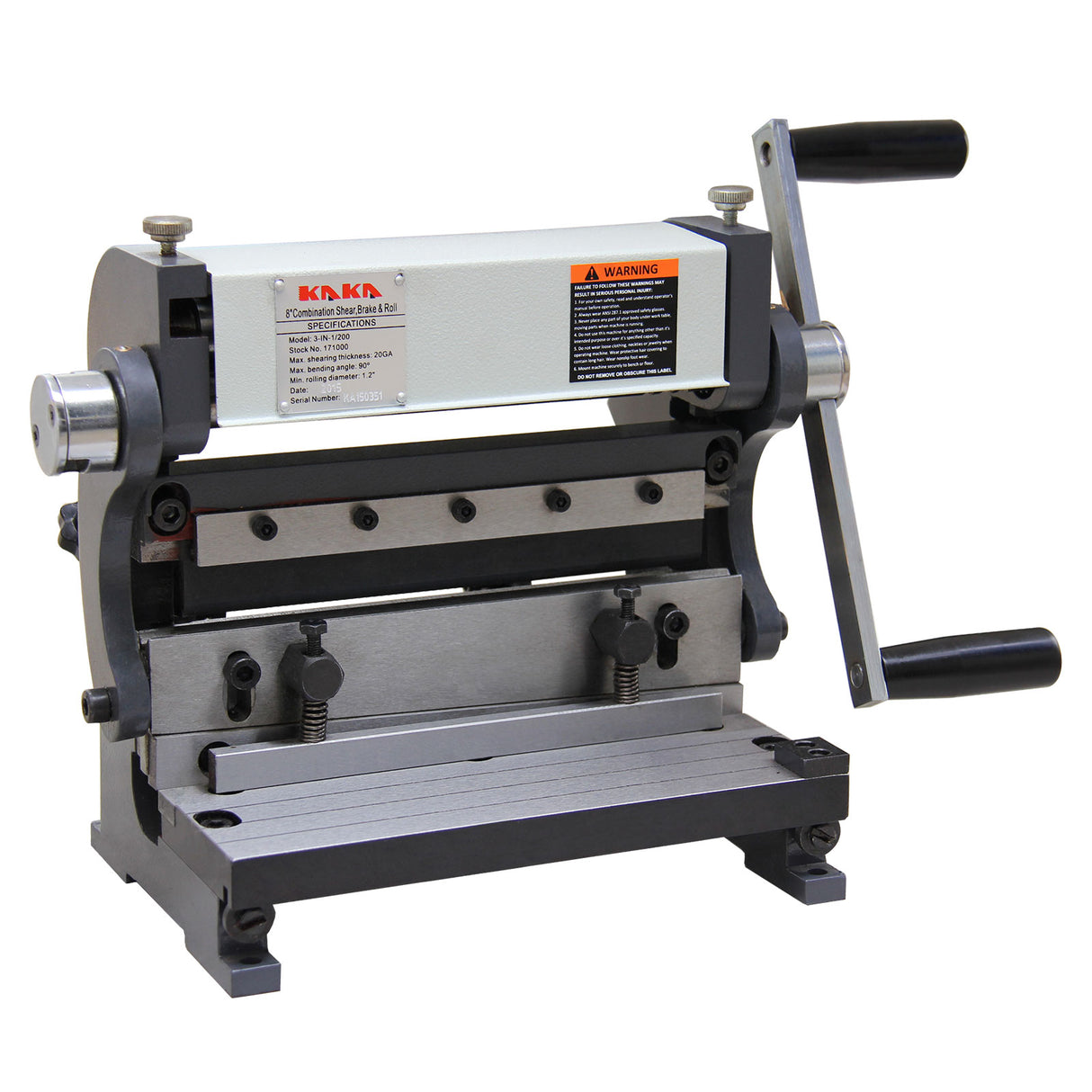 3-IN-1 Shearing, Bending and Rolling Machine 3-IN-1/8, 200mm Compact Sheet Metal Fabricator for Home Workshops & Hobbyists
