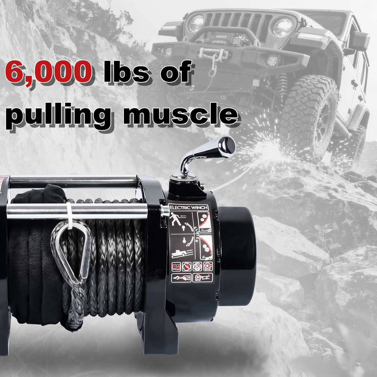 Kang Industrial Electric Winch ATW-6000S, 6000LB Electric Winch for 4x4 Offroad