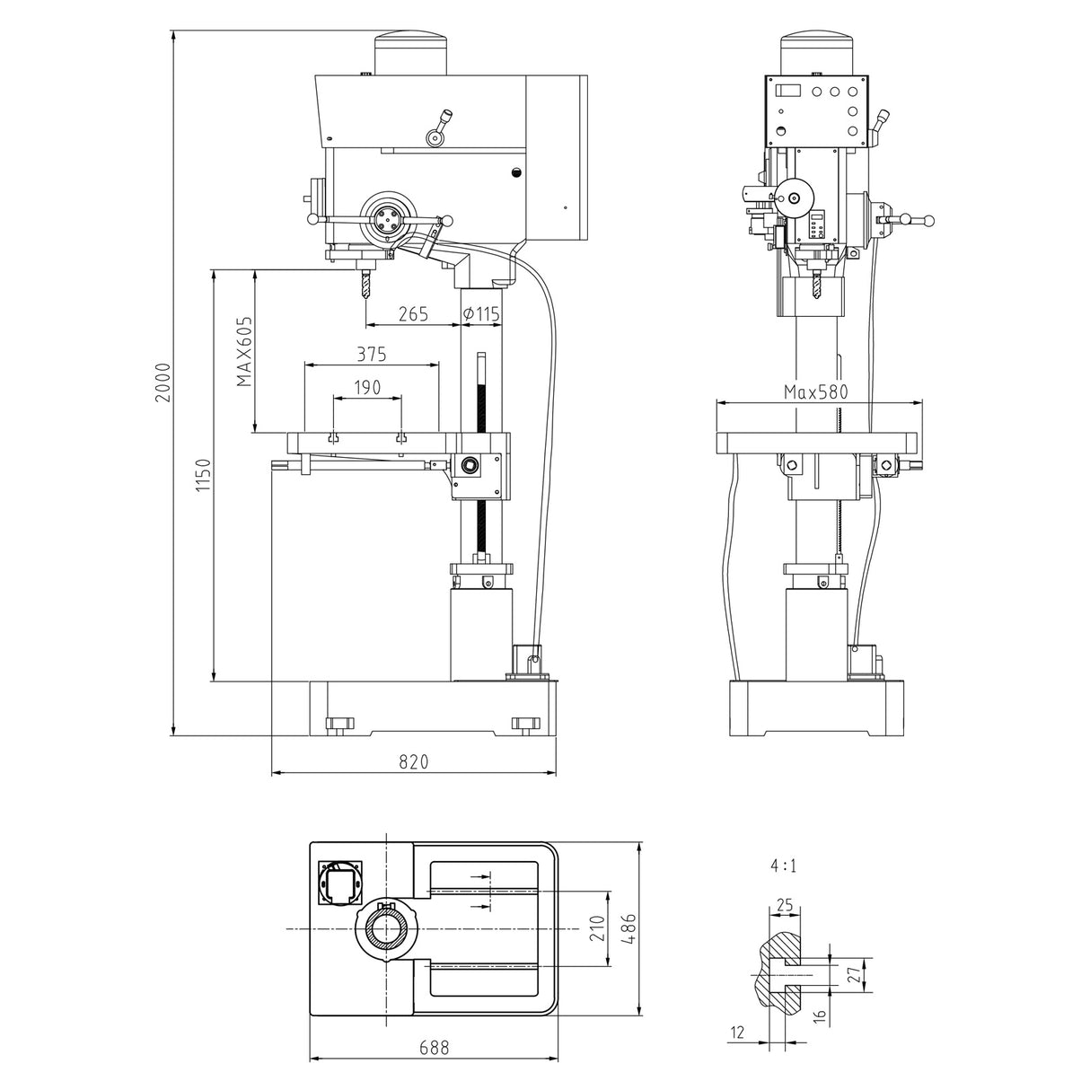 Gear Head Drill DP-40, Inverter Variable Speed Pedestal Drill & Tapping Machine, Gear Drive with Automatic Feed