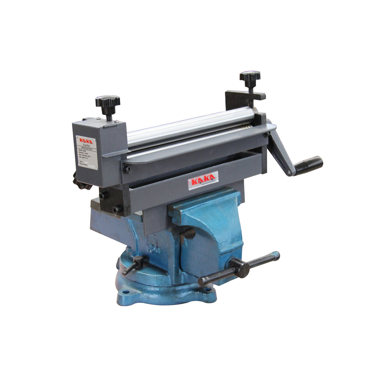 Manual Sheet Plate Curving Roller SJ-300, Vice-Mounted Sheet Metal Roller with 5 Wire Grooves, 300x1.0mm Sheet Roll Bender