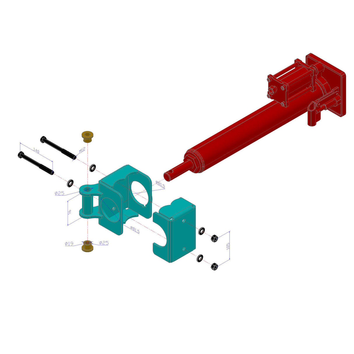 KAKA Industrial Tube Bender TB-3 Accessories, Air/Hydraulic Ram Mount