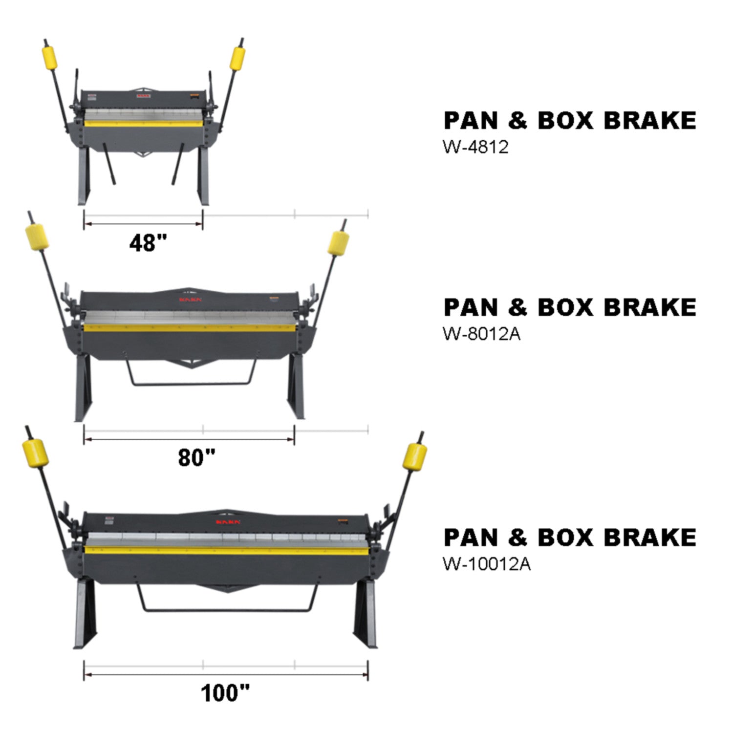 KANG Industrial W-8012A Heavy-Duty Manual Panbrake, 2.5x2040mm Mild Steel Bending Capacity Sheet Metal Bender