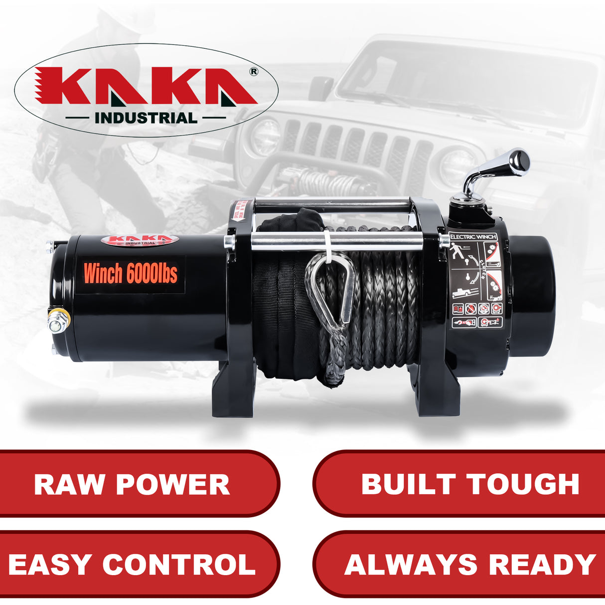 Kang Industrial Electric Winch ATW-6000S, 6000LB Electric Winch for 4x4 Offroad