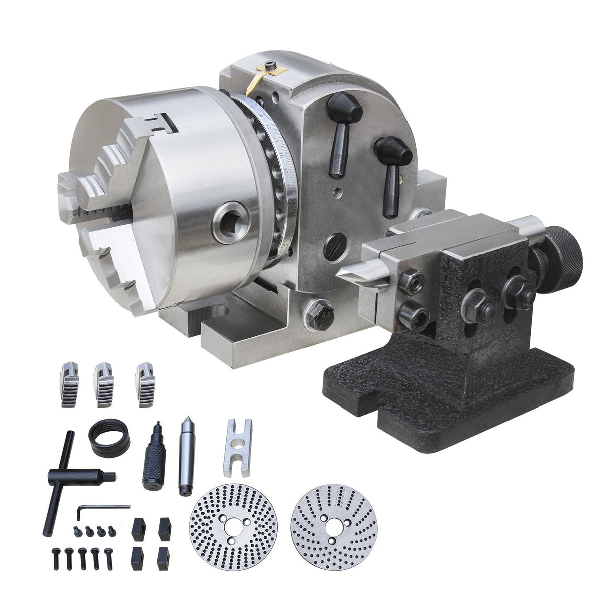 Kang Industrial BS-1 Semi-Universal Dividing Head, MT3 Spindle, With 3-Jaw Chuck and Tailstock