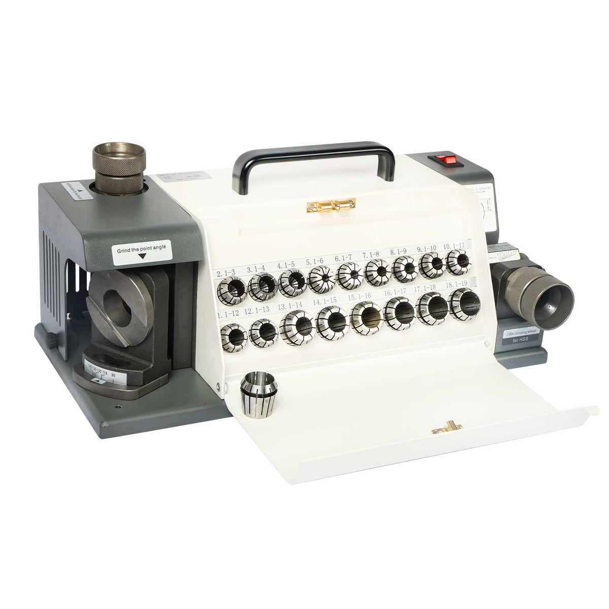 Drill Bits Sharpener and Grinder TX-Z20,  C/W 18 Collets Precision Drill Sharpener, 95°-140° Point Angle Adjustable Drill Bit Re-Sharpener,
