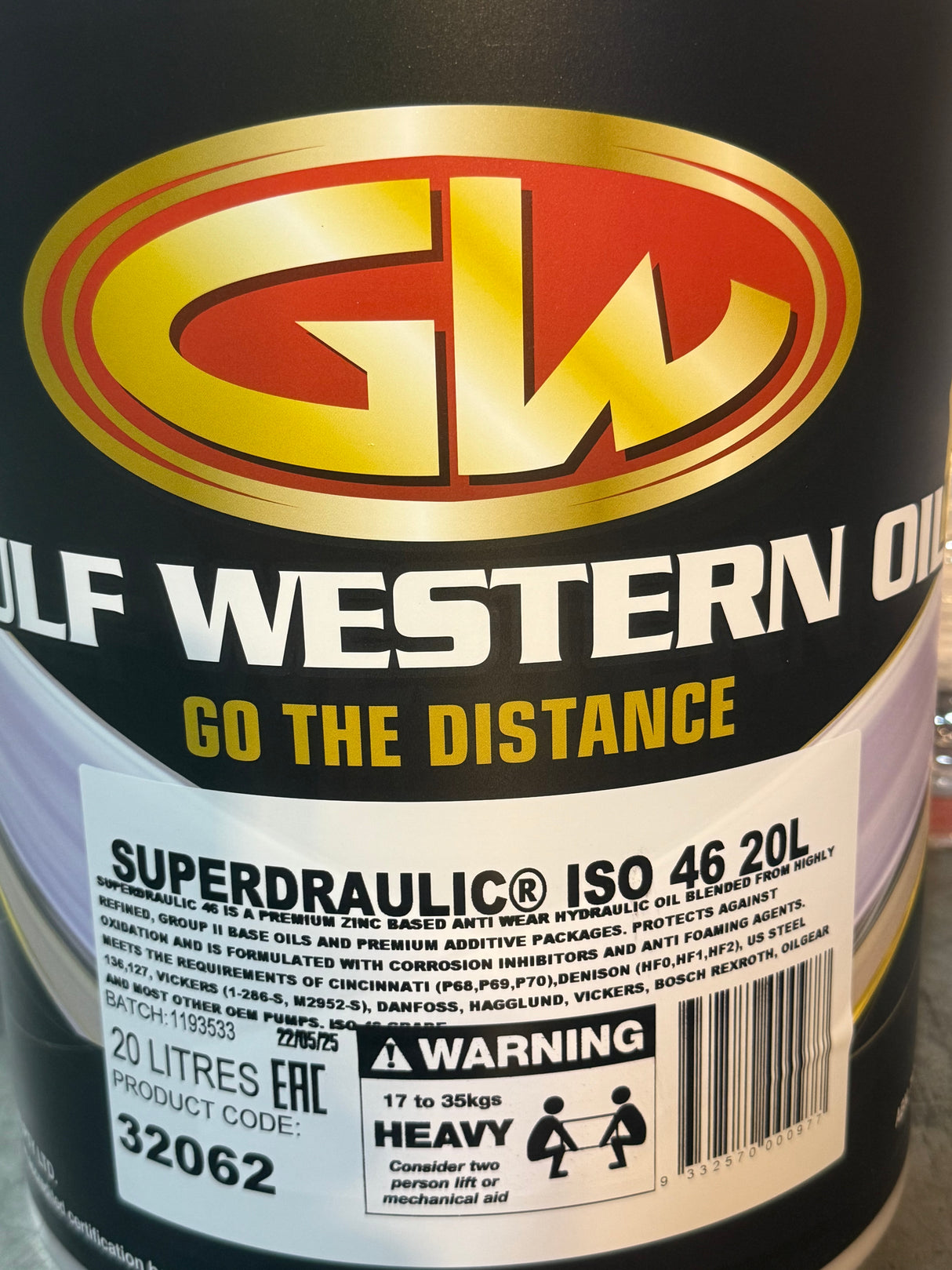Superdraulic 46 Hydraulic Oil, 20 Liter