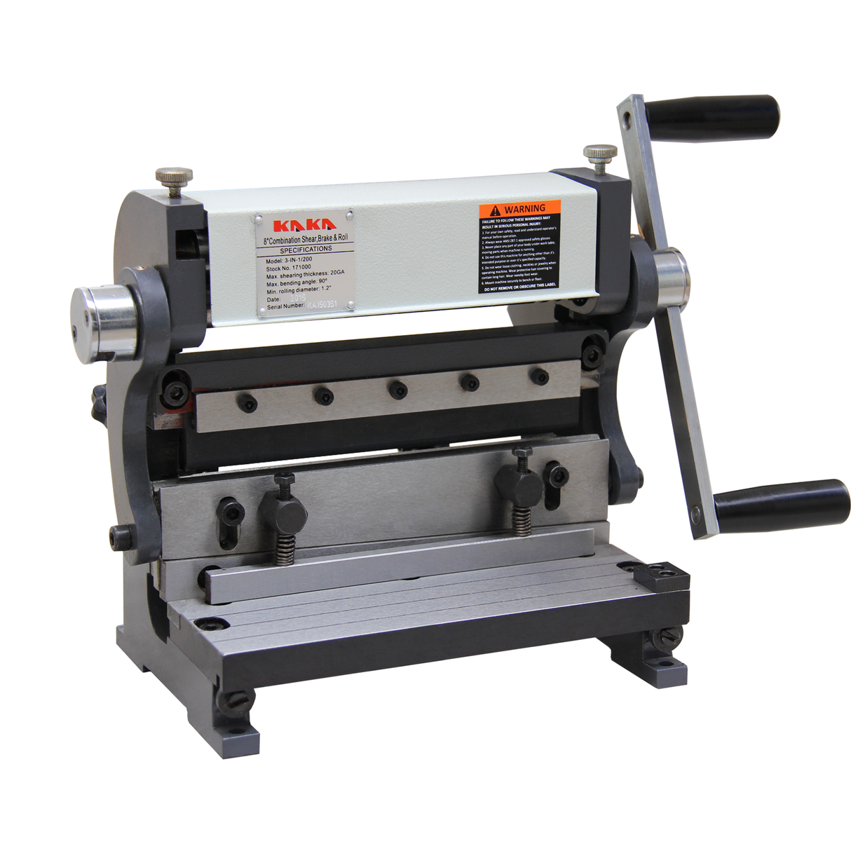 KANG Industrial 3-IN-1/8, 200mm Combination Sheet Metal Brake,Shear Press Brake 1.0mm Capacity, Shears and Slip Roll Machine for Shear Bending Rolling