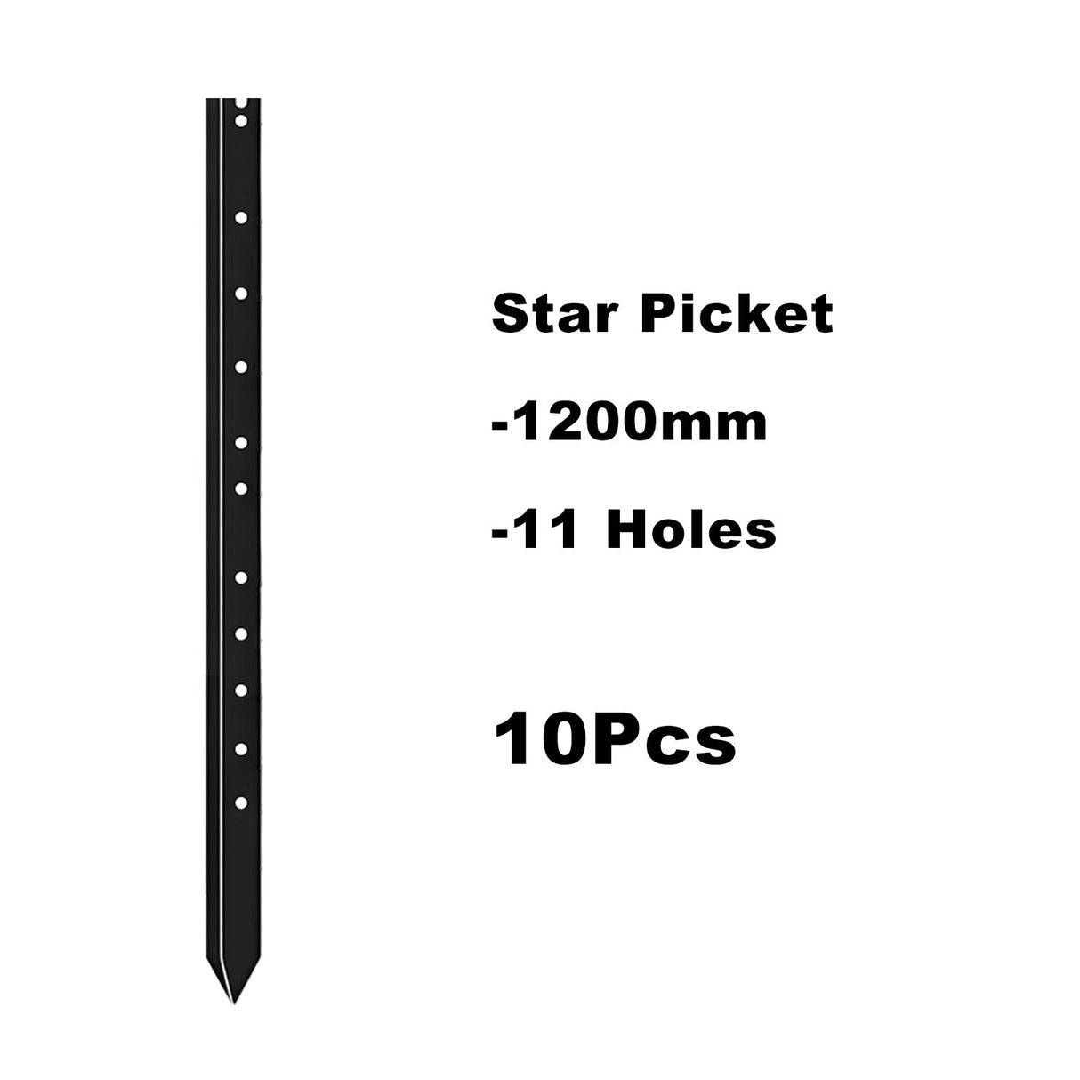 Kang Fencing Star Picket, Black Painted, 10 PCs a Bundle Y Post