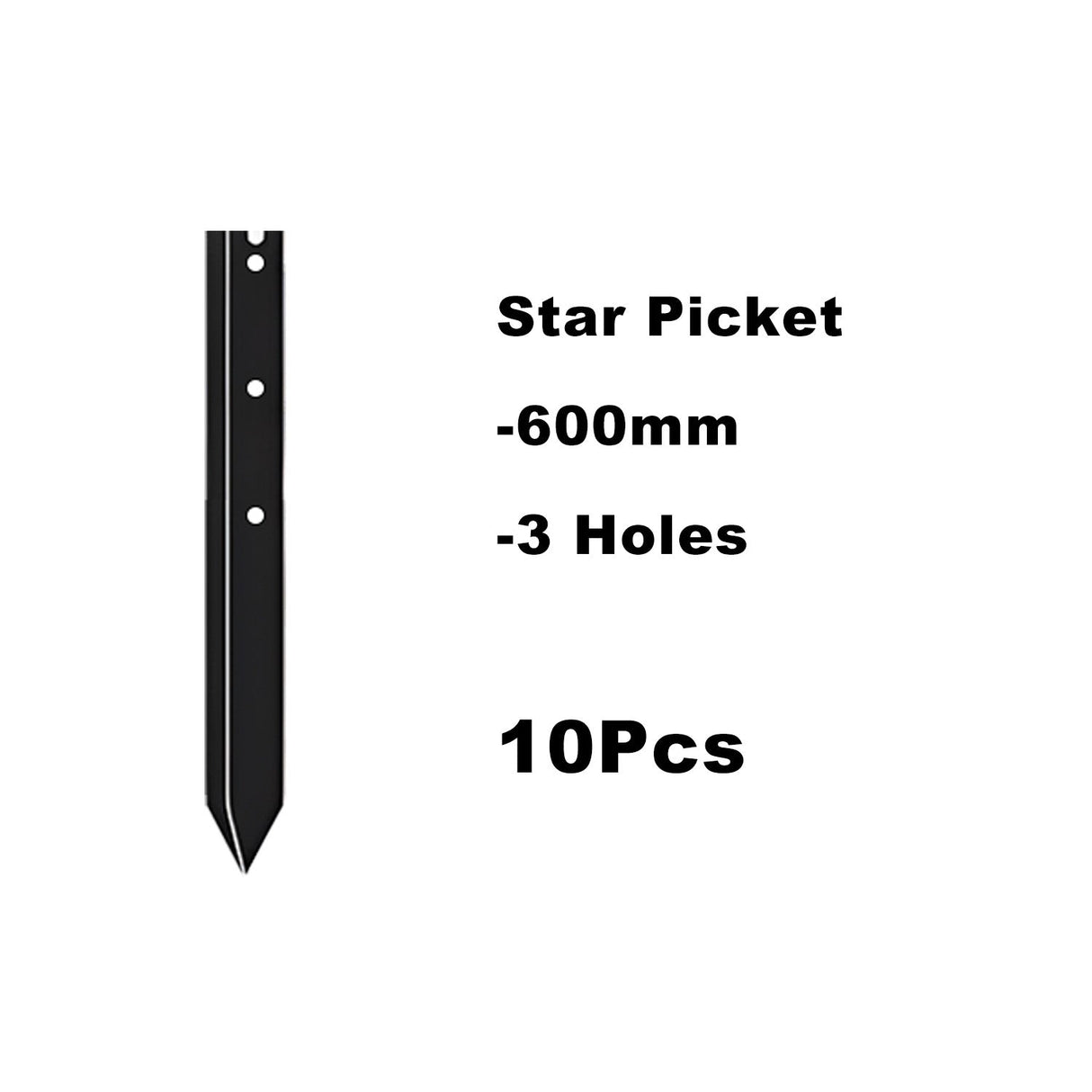 Kang Fencing Star Picket, Black Painted, 10 PCs a Bundle Y Post